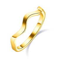 18ct Gold Plated Shiny Plain Surface Smooth Fine Line Arch Wave Band Ring