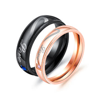 Stainless Steel European Style Lovers Couple's Men Women Wedding Rings Black Rose Gold Color