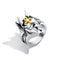 Stainless Steel Egyptian God Silver Plated Cross Anubis Rings for Men Beast Animal Wolf Head Finger Wedding Bands