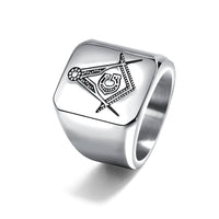 Vintage Fraternity Freemason Signet Ring for Men Stainless Steel Masonic Symbol Ring Band