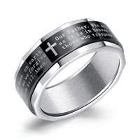 Stainless steel ring men rings for men luxury brand fashion trend Rotatable retro Bible cross black Titanium Steel finger ring