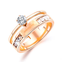 Stainless Steel Rings for Women Luxury Round Female Crown Rings for Women Girls Finger Rings Crystal Gold Accessories