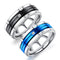 Black / Blue Ring Stainless Steel Cubic Zirconia Jewelry Men Charm Rings Anniversary Engagement Statement Band Gift for Husband