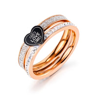 Luxury stainless steel rings for women rose gold ladies rings love finger ring crystal heart kpop accessories