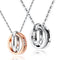 His & Hers Matching Set Necklace Pendants,,Stainless Steel with Cubic Zirconia Pendant for Couples