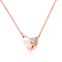 420mm+50mm Stainless Steel Necklace for Women/lady/Young Girl,18K Rose Gold Platted with Zircon, Heart & Key