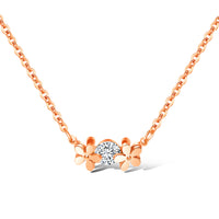 430mm Stainless Steel Necklace for Women/lady/Young Girl,18K Rose Gold Platted with Zircon