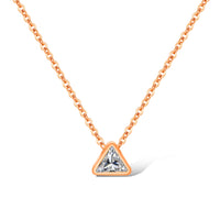 430mm Stainless Steel Necklace for Women/lady/Young Girl,18K Rose Gold Platted with Zircon,Triangle Pendant