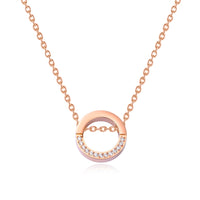 410mm+50mm Stainless Steel Necklace for Women/lady/Young Girl,18K Rose Gold Platted with Zircon