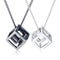 Men's Stainless Steel Simple Square Hollow Cube Charm Pendant Minimalist Couple Necklace