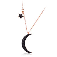 Titanium Steel Female Necklace Gift for Women Birthday Gift ,Moon & Star