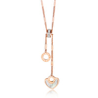 Titanium Steel Female Necklace Gift for Women Birthday Gift, rose gold platted with pearl oysters & cubic zirconia