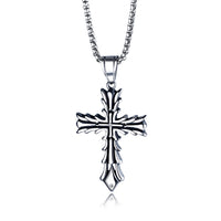 Vintage Cross Shape Titanium Stainless Steel Pendant Necklace for Men