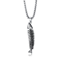 Fashion Titanium Steel Men's Necklace with Fish Pendant