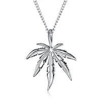 New Gold Silver Plated Cannabis Small Weed Herb Charm Necklace Maple Leaf Pendant Necklace Hip Hop Jewelry