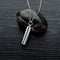 Cylinder Capsule Secret Message Vial Cremation Ash Urn Necklace in Stainless Steel Stash Locket Wing and Crystal Dangle Necklace