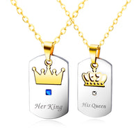 King Queen Jewelry Couple Necklaces Custom Pendant,Stainless Steel