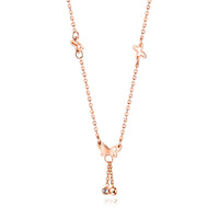 Fashion Women Necklace Butterfly Zircon Pendant Necklace Rose Gold Stainless Steel Jewelry