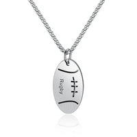 Rugby Ball Stainless Necklace (with 55cm Stainless Chain) Pendant Pendant with Thick Necklace Chain