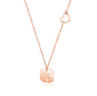 Korean Women Swarovski Pendant Necklaces, Jewelry Necklace Pendant Genuine Titanium Steel Fade-resistant Brand Square Peach Heart Hollow Collarbone Chain Rose Gold Plated