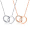 Korean-Style Double Ring Pendant Temperament Simple Lock Necklace Women's Rose Gold-Plated Clavicle ChainTitanium Trendy