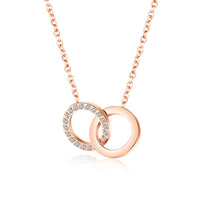 Korean-Style Double Ring Pendant Temperament Simple Lock Necklace Women's Rose Gold-Plated Clavicle ChainTitanium Trendy