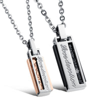 His & Hers Matching Set Love Devotion Couple Pendant,Stainless Steel