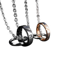 His & Hers Matching Set Necklace Pendants,Rings,Stainless Steel Couple Pendants