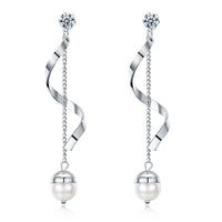 Classic Dangle Drop Earrings for Women Simple Double Twist Long Thread Fashion Silver Plated Earring Jewelry