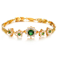 Women Birthstone Crystal Bracelet 18K Gold Plated Bracelet,Green