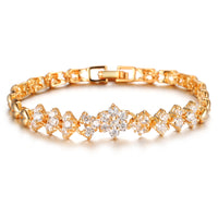 Women Birthstone Crystal Bracelet 18K Gold Plated Bracelet,Premium White