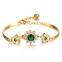 Women Birthstone Crystal Bracelet 18K Gold Plated Bracelet,5.5''+2.16''