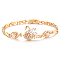 Women Fashion Crystal Bracelet 18K Gold Plated Bracelet,Swan