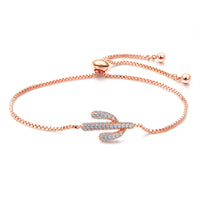 Fashion 18K Gold Platted Copper Bracelet for Women,Adjustable Chain 9.84'',Cactus