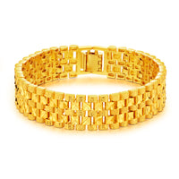 18k Gold Platted Copper Chain Bracelet for Men,7.87''L x 0.59''W