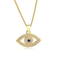 18K Gold Plated Copper Large Big Eyes Pendant Necklace for Women