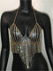 Crop Tops Rhinestone Tufted Bling Summer Women Metal Chain Body Gold Sexy Cami Tops Dancing Party Club