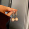 925 Simple silver needle fashion zircon pearl earrings temperament personality design Korean female retro earrings