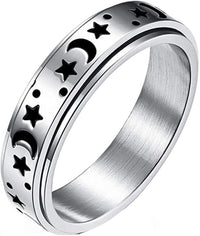 Spinning Ring, Moon & Stars Ring, Anxiety Ring, Spinner Ring,  Fidget Ring, Fashion Spin Ring, Stackable Ring