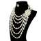 New Simple Fashion Vintage Layered Pearl Exaggerated Necklace And Earrings For Woman Baquet Equisite Party Dress Jewelry Set