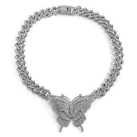 Punk Exaggerated Diamond-studded Big Butterfly Necklace for Women