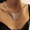 Punk Exaggerated Diamond-studded Big Butterfly Necklace for Women