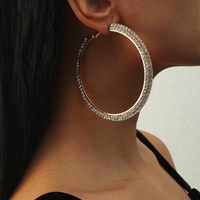 Gold plated rhinestone hoop earrings